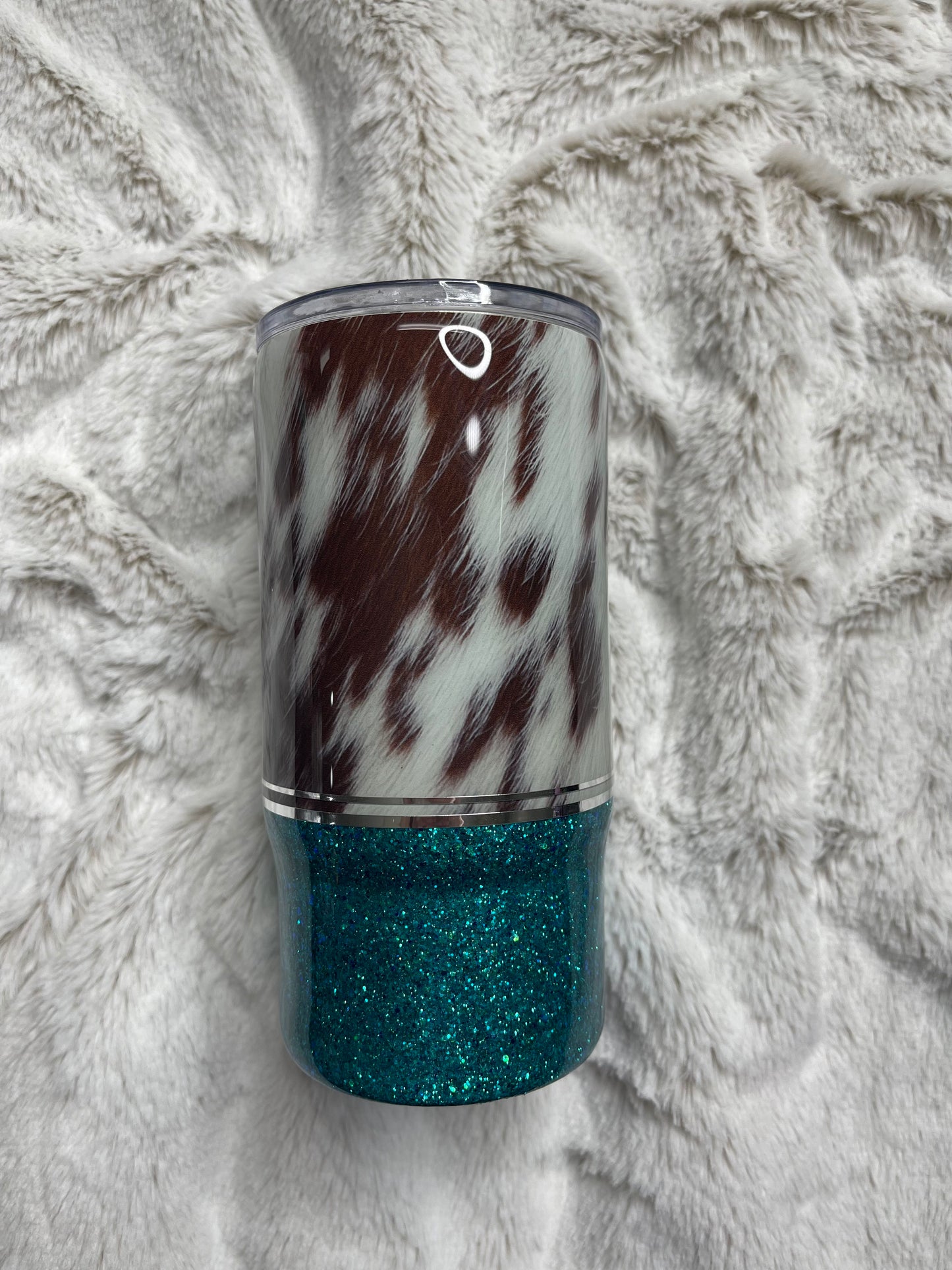 Turquoise and Cowhide Tumbler