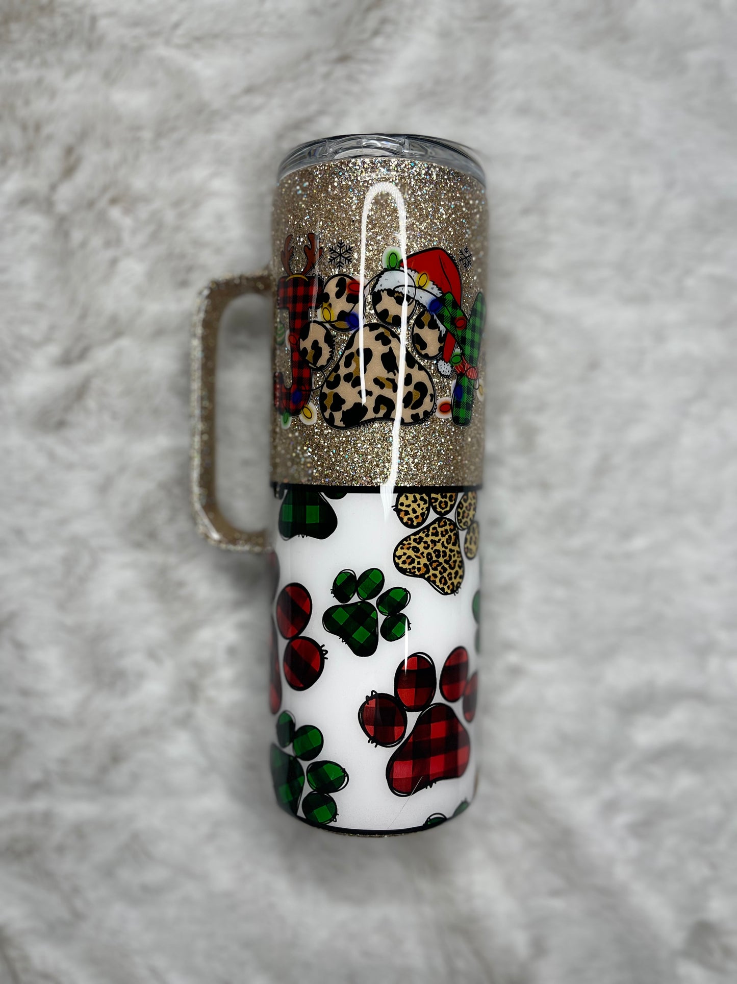 Jolly Paw Print Handled Tumbler