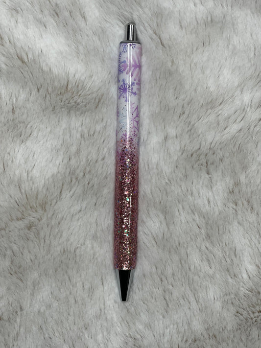 Pink Glitter Snowflake Pen