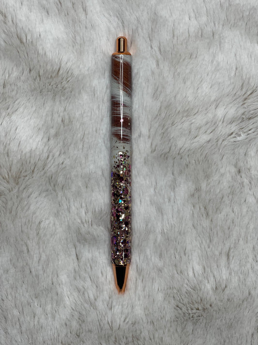 Rose Gold and Maroon Cowhide Pen