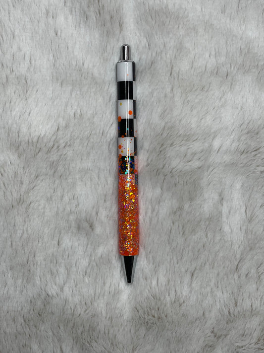 Neon Orange and Checkered Pen