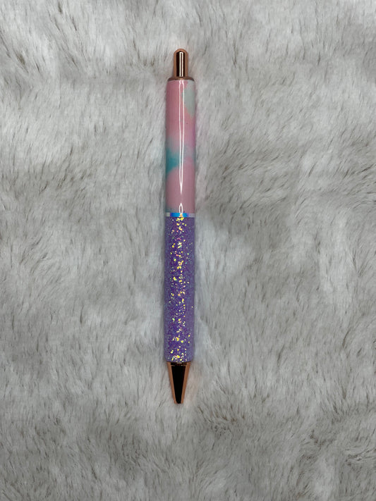 Purple Glitter and Multicolor Pen