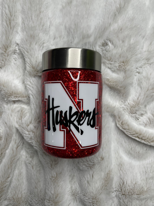 Nebraska Glittered Can Cooler