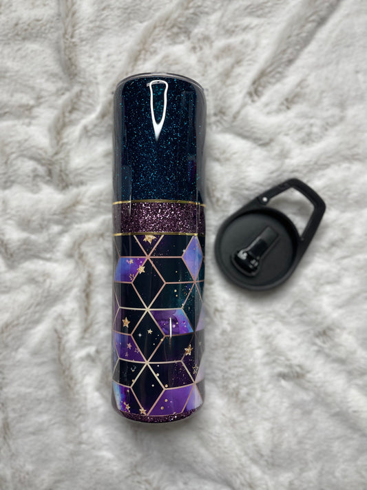 Purple and Deep Blue Galaxy Duo- Tumbler and Water Bottle