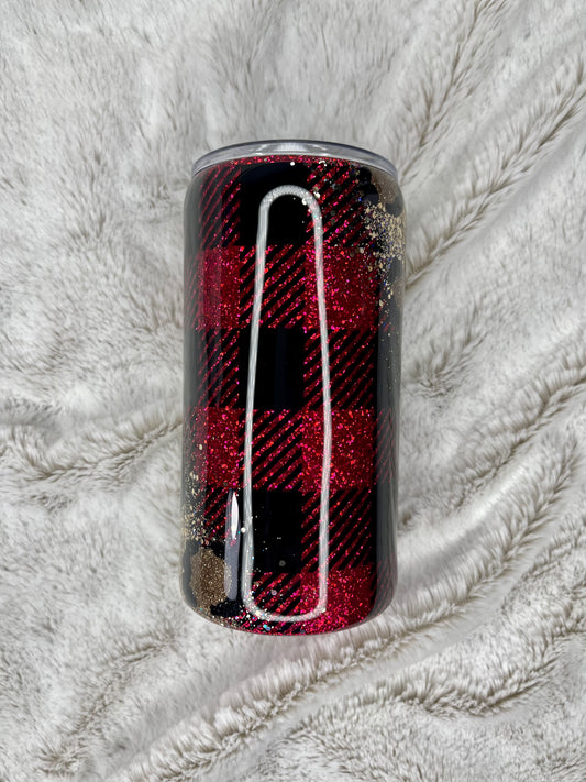 Plaid Leopard Duo- Tumbler and Can Cooler