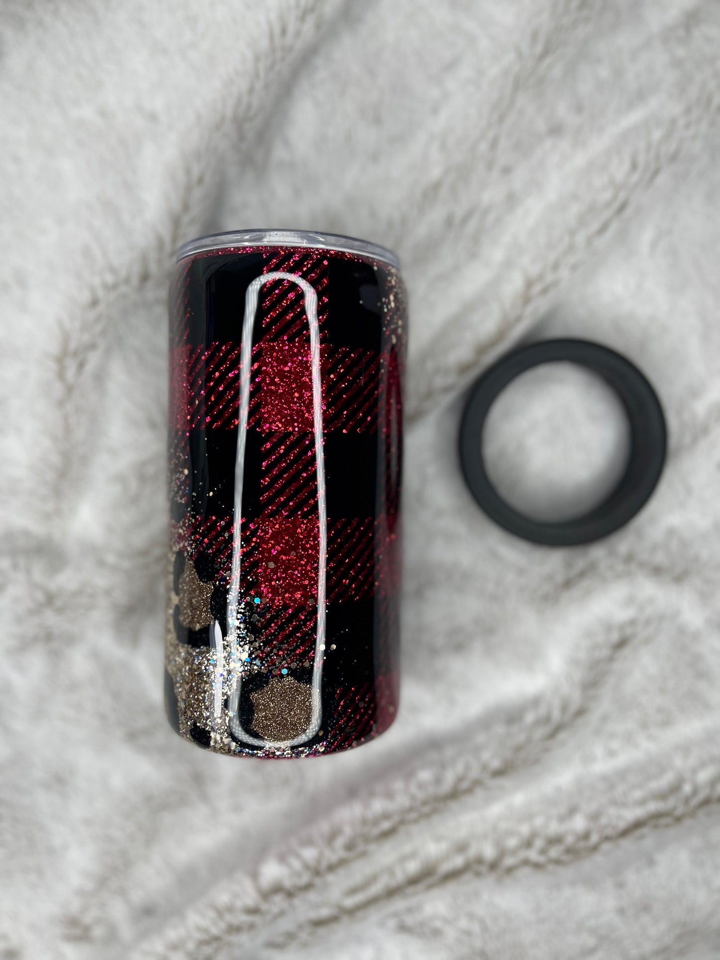 Plaid Leopard Duo- Tumbler and Can Cooler